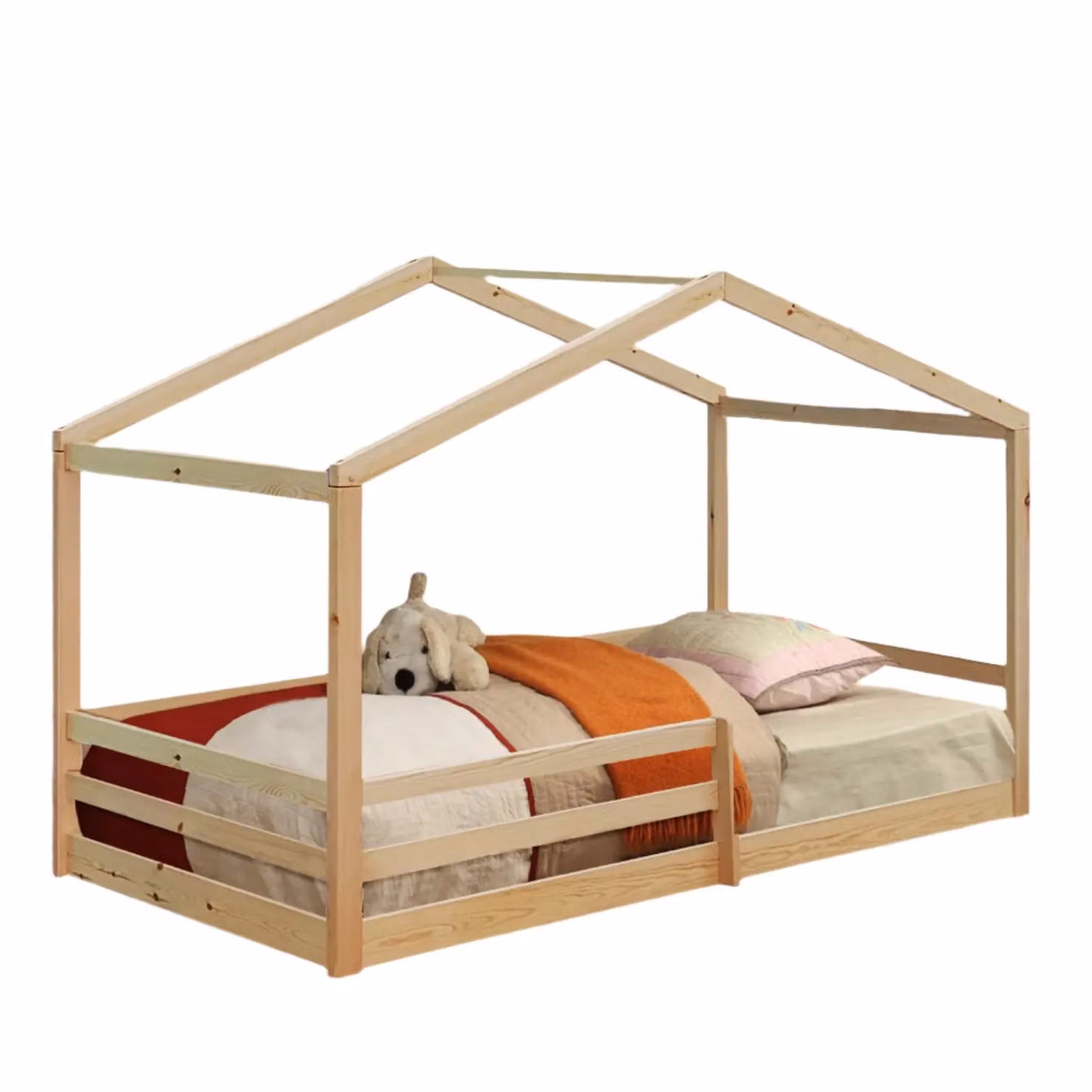 Comfy Living Ltd Single Solid Wood House Bed Frame in Natural – 2