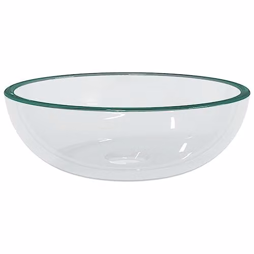 vidaXL Round Tempered Glass Countertop Basin, Transparent, W: 35 cm, D: 12 cm, H: 12 cm