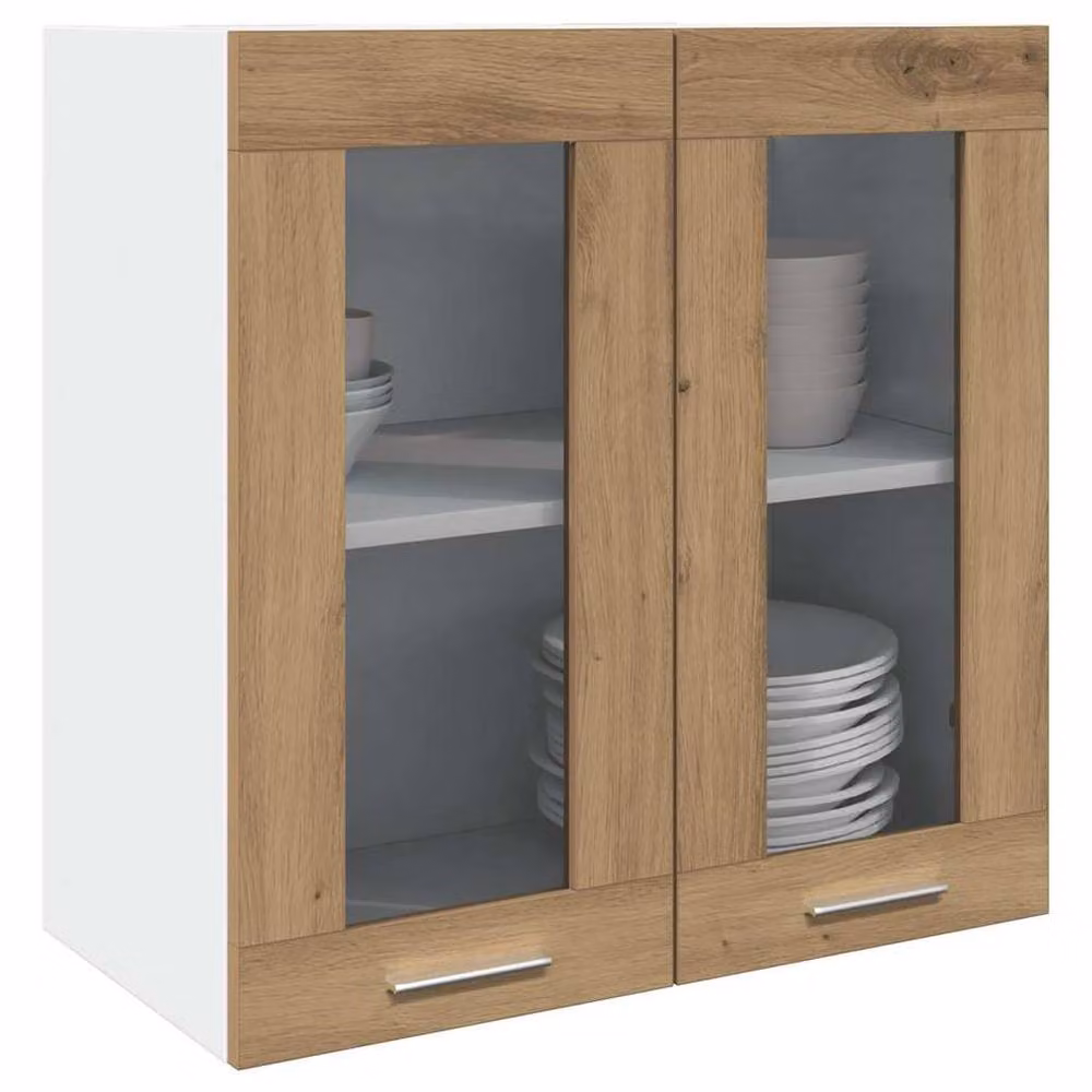 Berkfield Home Artisan Oak Kitchen Wall Cabinet with Glass Doors, Brown, W: 60 cm, D: 31 cm, H: 60 cm – 2