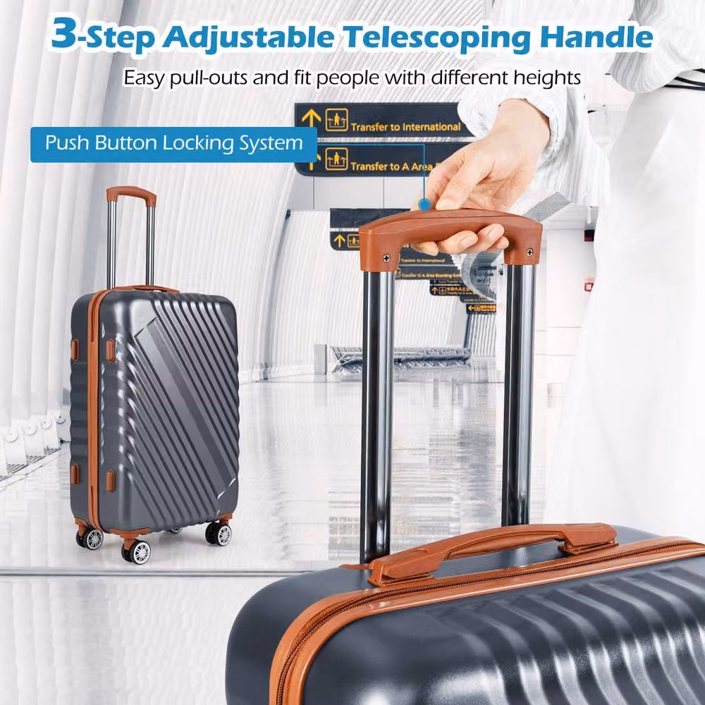 Costway Luggage Set of 3 in Grey – 8