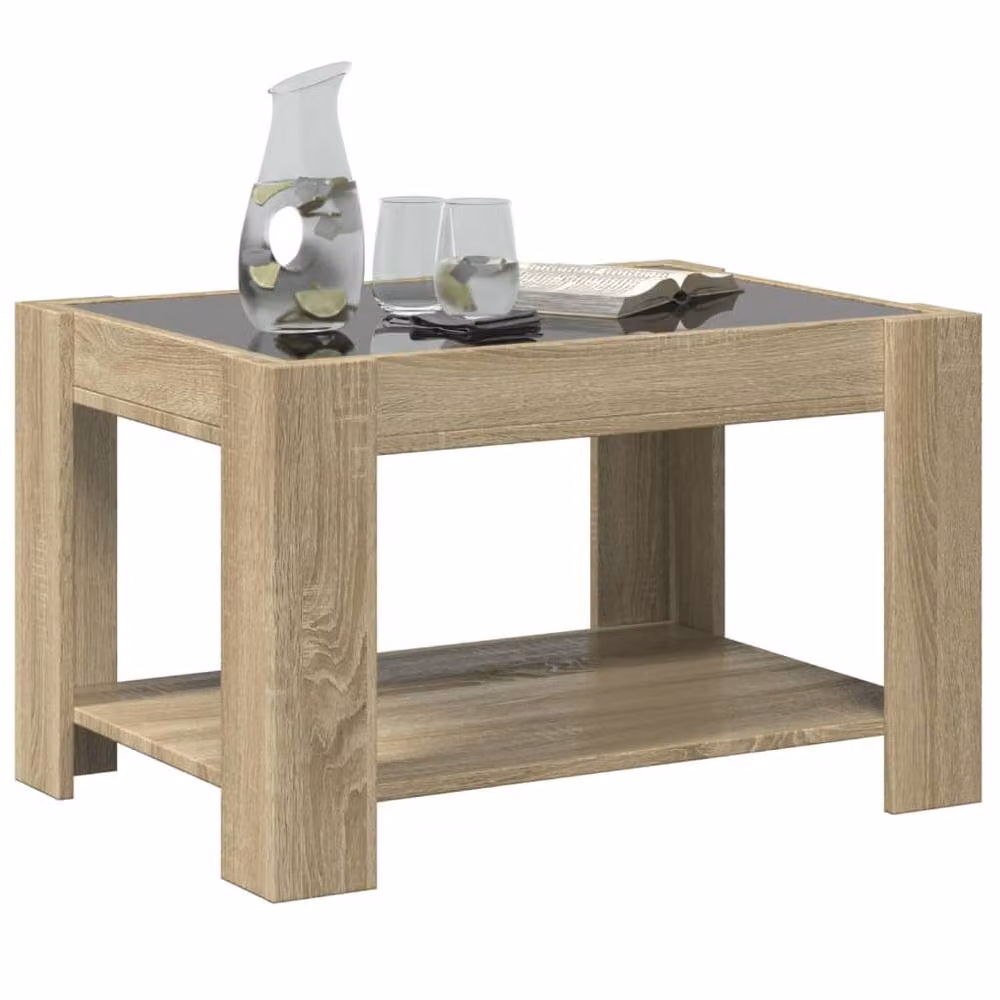 Berkfield Home LED Coffee Table in Sonoma Oak, W/D/H: 73 x 53 x 45 cm – 2