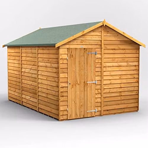 Powersheds Premium Apex Wooden Garden Shed in Natural Brown, Windowless Storage Design – 1