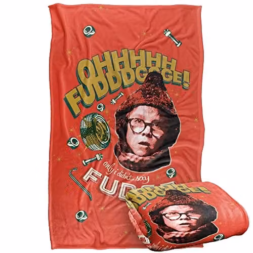 Warner Bros. A Christmas Story Oh Fudge Super Soft Fluffy Fleece Throw Blanket, Multicolour, W: 91 cm, D: 147 cm – 1
