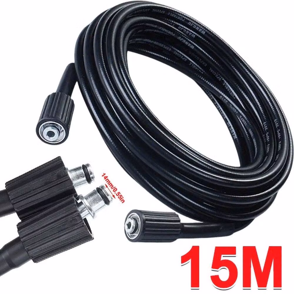 FLAVORA 15m Heavy Duty Replacement High Pressure Washer Hose in Black – 5