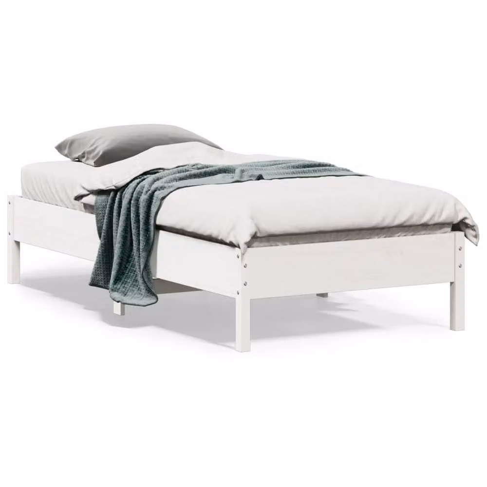 Berkfield Home Beautiful Small Single Bed Frame in White Solid Pine, W/D/H: 190 x 75 x 36.5 cm – 2