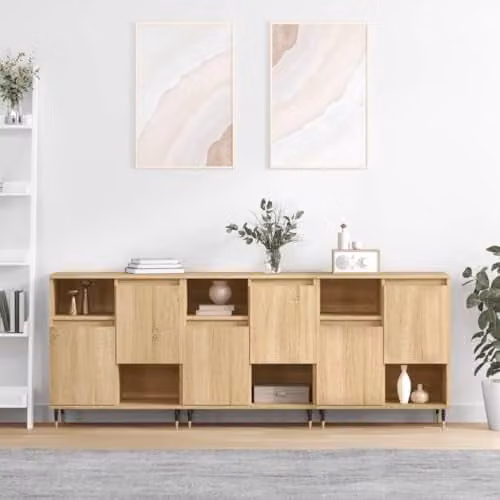 vidaXL Set of 3 Modern Sideboards and Highboards in Sonoma Oak Brown Engineered Wood