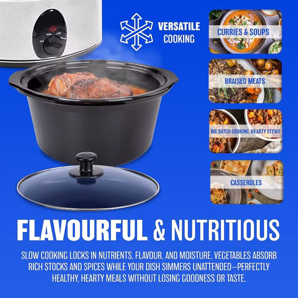 Elpine 1.5l Slow Cooker with 3 Heat Settings and Keep Warm Function in Silver and Black – 3