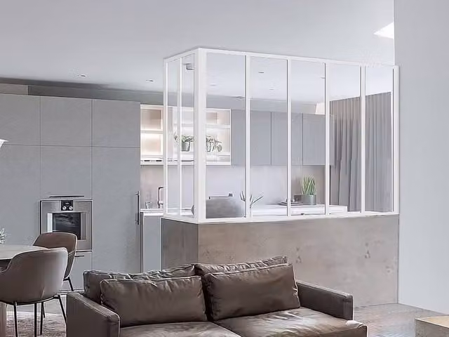 Vente-unique Corner Power-Coated Aluminium and Glass Partition in White, W/D/H: 150 x 60 x 105 cm – 1