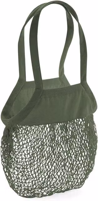 Westford Mill Cotton Mesh Grocery Bag in Green, W/D/H: 41.0 x 38.0 cm
