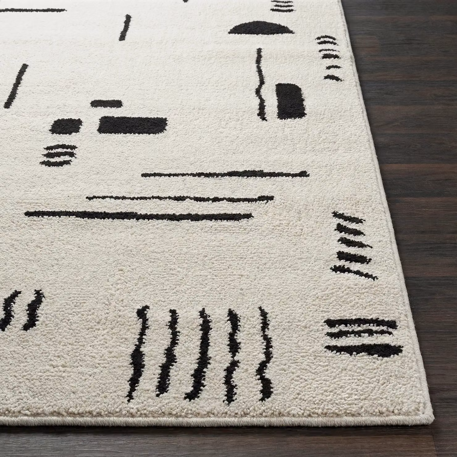 Livabliss Freud Modern Abstract High Pile Rug in Black and White, W: 160 cm, D: 215 cm – 4