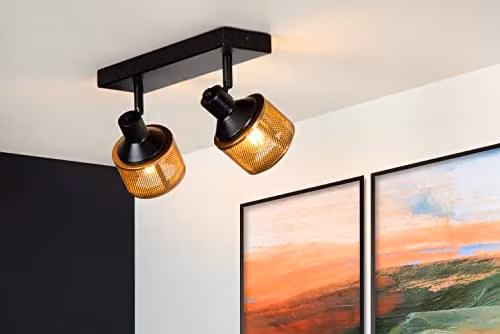 Lucide Rafa Dimmable and Adjustable Twin Ceiling Spotlight in Black – 2