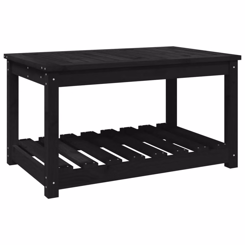 Berkfield Black Solid Pine Garden Table, W/D/H: 82.5 x 50.5 x 45 cm – 3