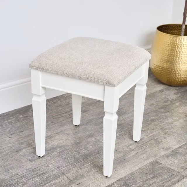 Melody Maison Ivory Cushioned Dressing Table Stool in White