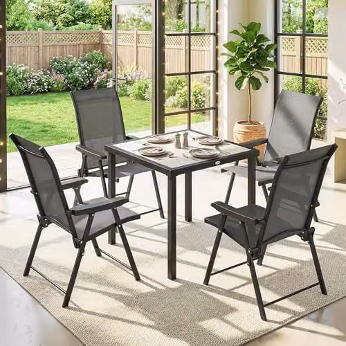 Outsunny 5 Piece Outdoor Dining Set in Grey for 4 Adults, W/D/H: 80 x 80 x 72 cm – 6