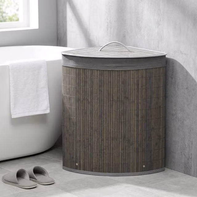 STILVORA Laundry Basket with Lid and Handles, Grey, 55 l – 1