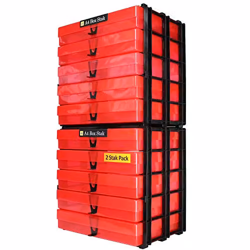 WestonBoxes A4 Craft Storage Unit with 2 Red Plastic Boxes – 2