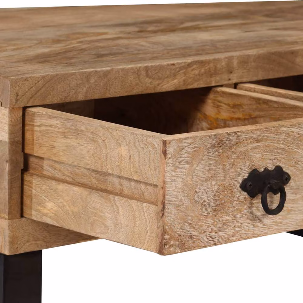 Berkfield Home Solid Mango Wood Coffee Table with 3 Drawers, Brown, W: 90 cm, D: 50 cm, H: 35 cm – 5