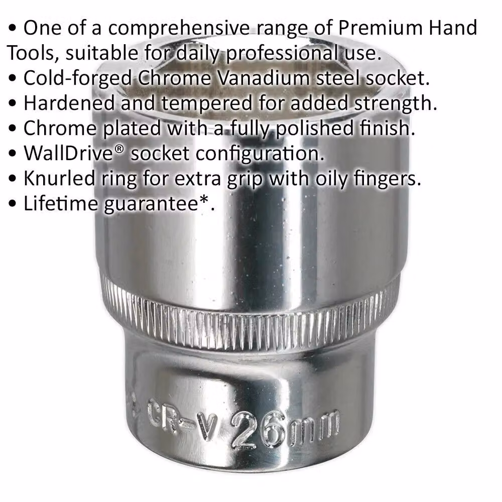 Loops 26mm Forged Steel Drive Socket 1/2 inch Square Drive in Silver Chrome Vanadium – 2