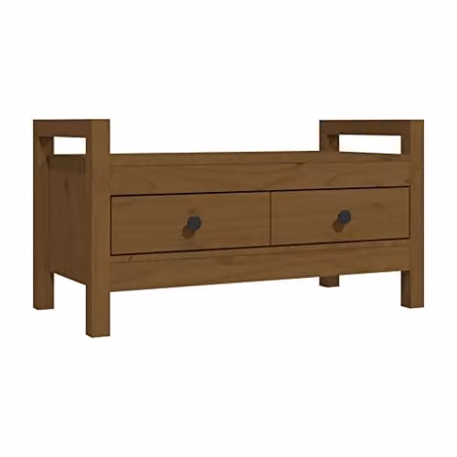 vidaXL Hall Bench in Honey Brown Solid Pine Wood, W: 80 cm, D: 40 cm, H: 43 cm – 1