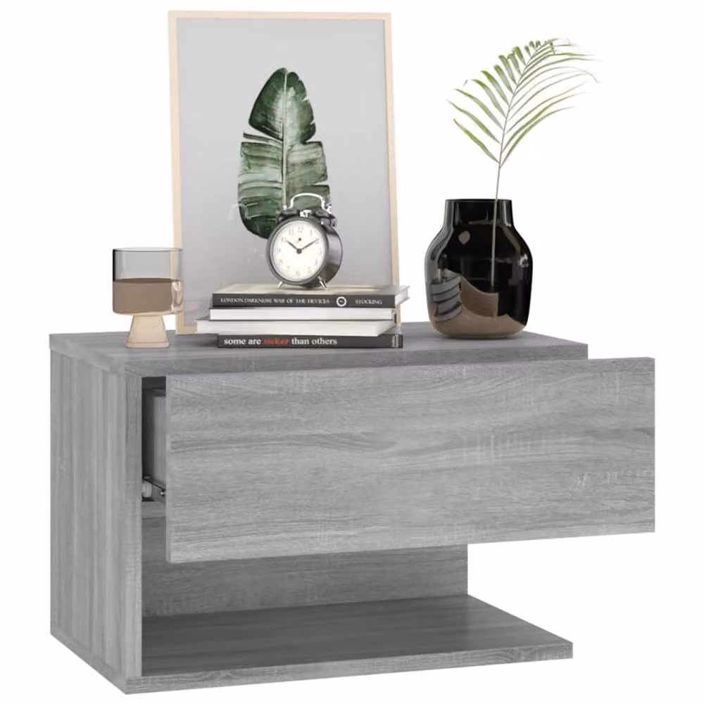 Berkfield Home Wall-mounted Bedside Cabinet in Grey Sonoma, W/D/H: 46 x 29.5 x 30 cm – 3