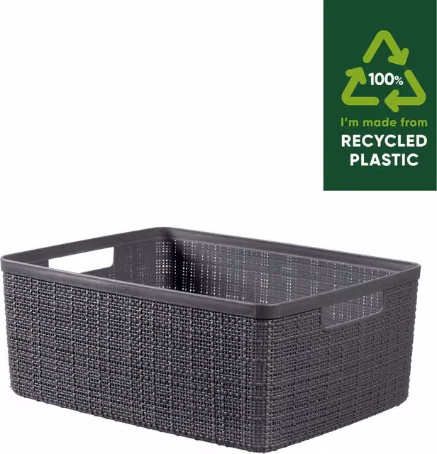 Curver Jute Open Weave Plastic Storage Basket in Grey, 4.5 l