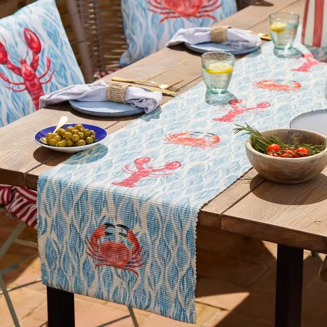 Wylder Abersoch Maritime Table Runner in Blue and Multicolour, W/D/H: 220 x 35 cm