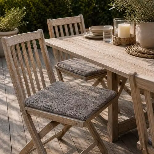 SNUGRUGS Grey Genuine Sheepskin Square Seat Pad with Non-Slip Backing, W/D/H: 40 x 40 x 1 cm – 2