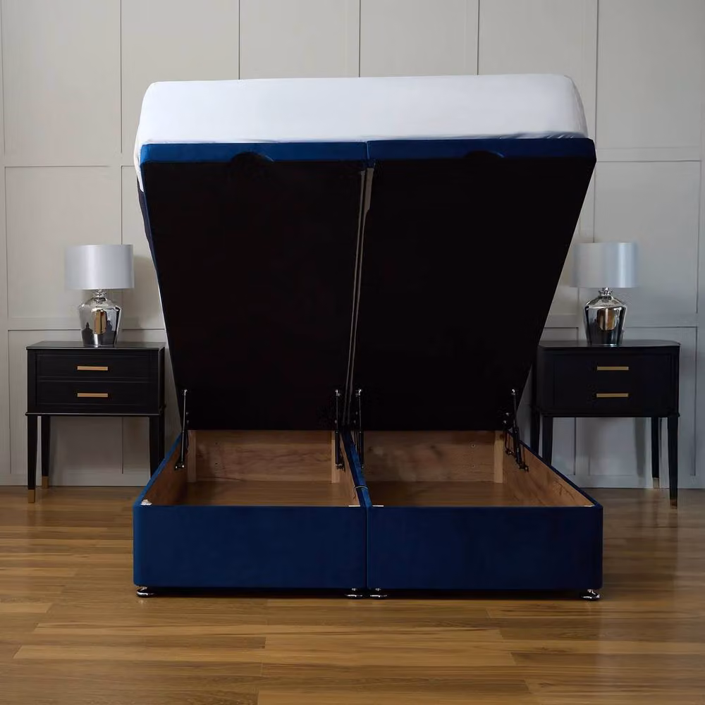 Paradise Beds Ltd Sweet Dreams Modern Velvet Upholstered Ottoman Double Bed in Blue, W/D/H: 140 x 200 cm – 2