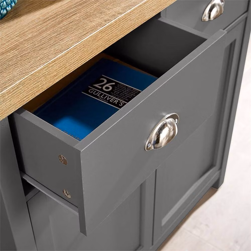 Nordara Dark Grey Oak 2 Door 2 Drawer Storage Sideboard Cabinet, Width: 100 cm – 2