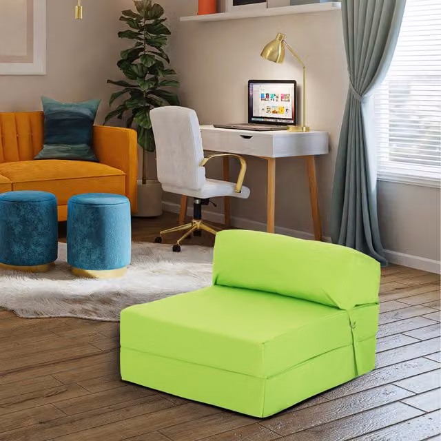 Ready Steady Bed Single Z Foldable Sofa Bed and Guest Mattress for Kids in Green, W/D/H: 90 x 200 cm