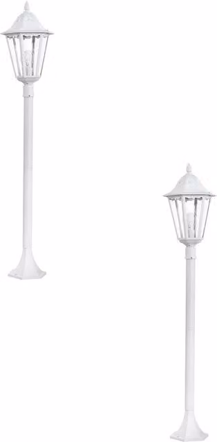 Loops 2 Pack White Aluminium IP44 Outdoor Bollard Lanterns with E27 Bulb Holder, H 120 cm x W 23 cm x D 23 cm