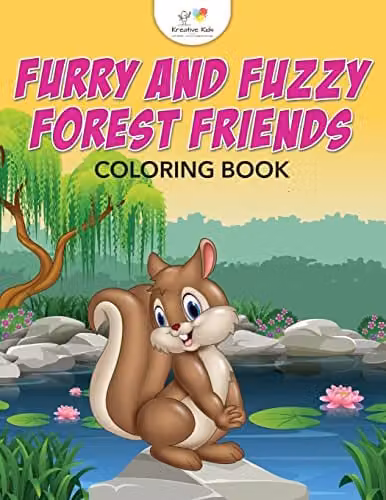Kreative Kids Furry and Fuzzy Forest Friends Colouring Book for Children, Multicolour