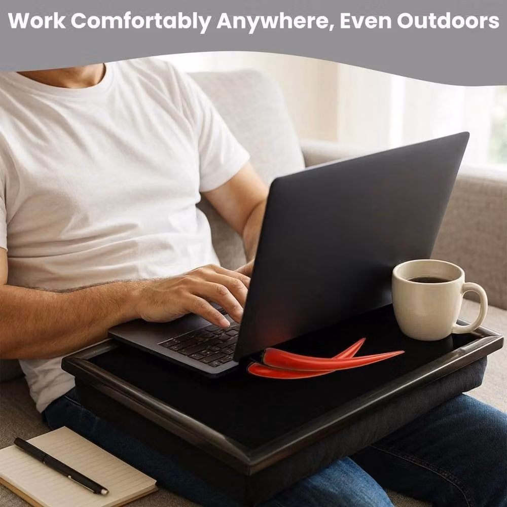 PAWNORA Twin Chilli Padded Lap Tray with Bean Bag Cushion in Black – 5