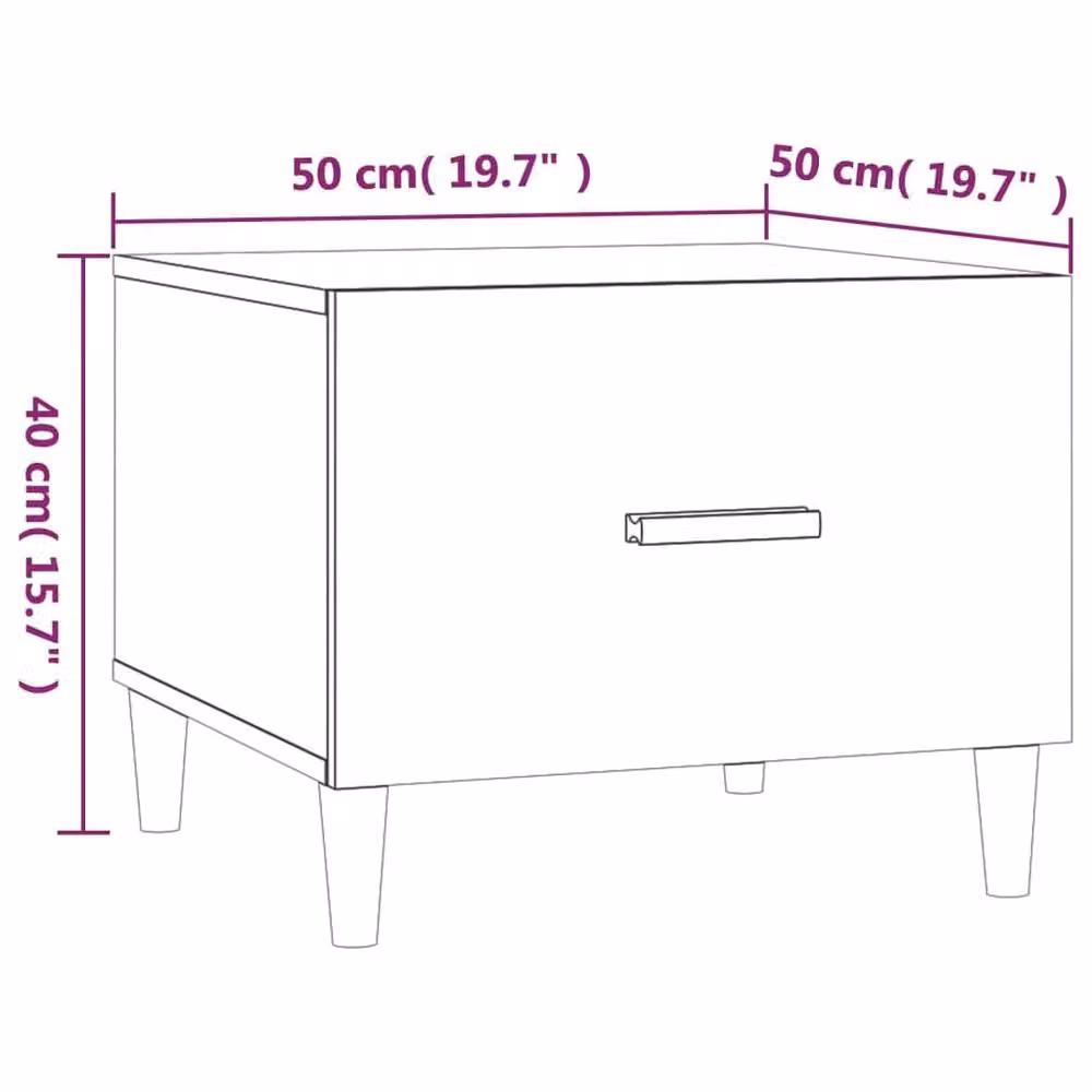 Berkfield Home Sturdy Coffee Table in Smoked Oak Brown, W/D/H: 50 x 50 x 40 cm – 4