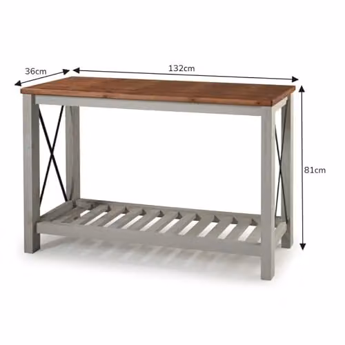 Mercers Furniture Cottage Pine Console Sideboard Table in Grey, W/D/H: 132 x 36 x 81 cm – 2