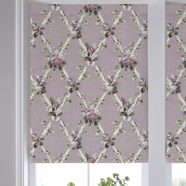 Laura Ashley Elwyn Made to Measure Semi-Transparent Floral Roller Blind in Purple Grape