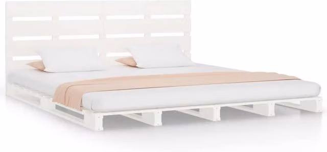 Berkfield Home Super King Bed Frame in White Solid Pine Wood, W/D/H: 180 x 200 cm