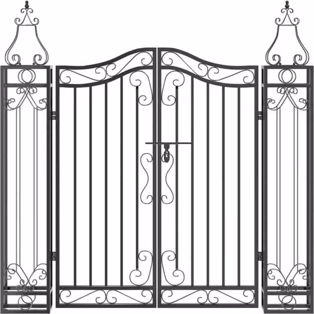 Berkfield Home Elegant Black Wrought Iron Garden Gate, W/D/H: 121 x 8 x 120 cm – 1