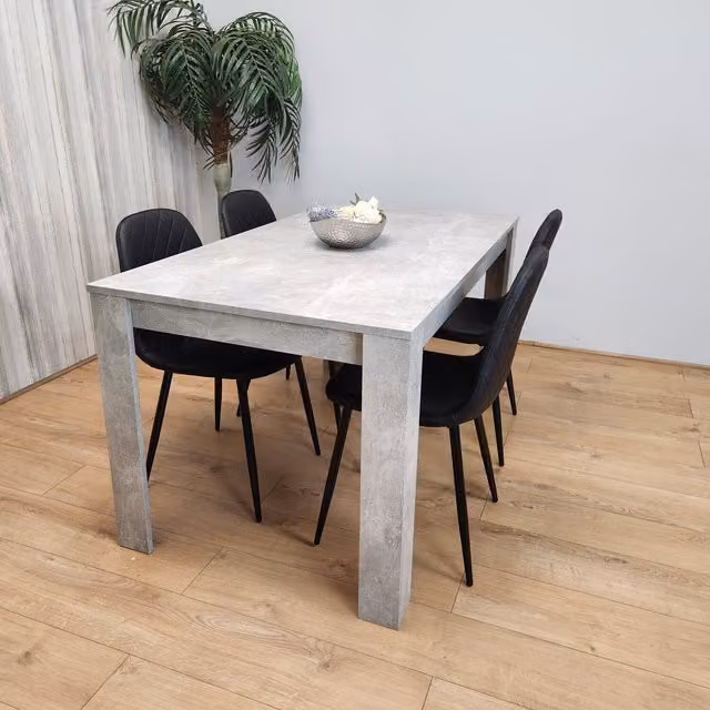 Kosy Koala Modern Rectangular Dining Table and 4 Black Chairs Set in Grey and Black