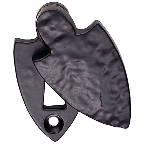 Loops Shield Design Antique Covered Escutcheon Lock Profile Plate, Black Antique, W: 5.8 cm, H: 0.8 cm