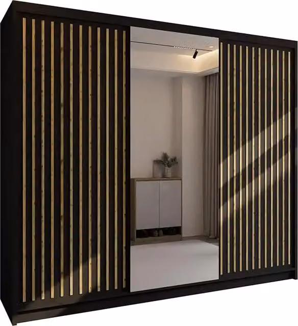Sliding Wardrobes 4 u Modern Black Freestanding Sliding Door Wardrobes, Width: 250 cm