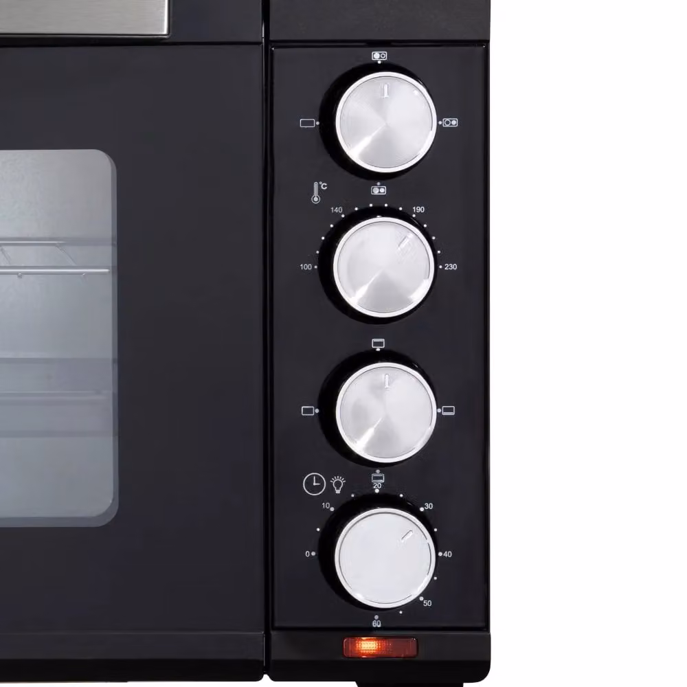 Daewoo Black Electric Oven with 32L Capacity, 1500W Oven, 1000W and 600W Hot Plate Hobs and 60min Timer – 3