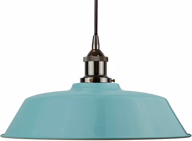 SE Home Chancery Round Pendant Light in Duck Egg Blue and Black Nickel