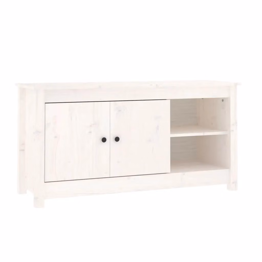 Berkfield Home White Rustic Solid Wood Pine TV Cabinet W/D/H: 103 x 36.5 x 52 cm – 2