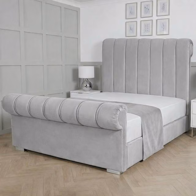 Living Comfort Bedz Orion Silver Velvet Upholstered Gas Lift Storage Single Bed – 1