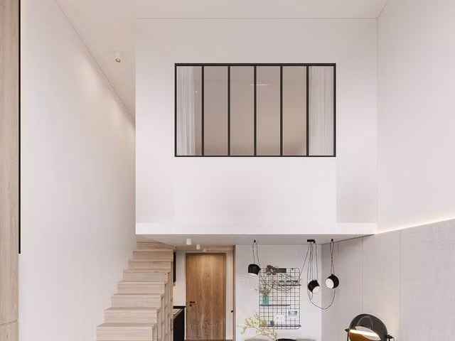Vente-unique Modern Powder-Coated Aluminium and Frosted Glass Partition in Black, W: 180 cm, H: 105 cm – 1