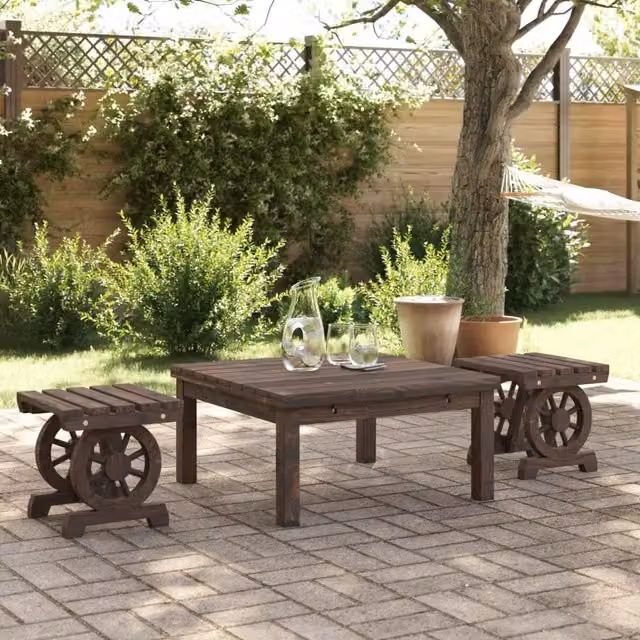 Berkfield Home Garden Footstools, Set of 2, Brown Solid Wood Fir