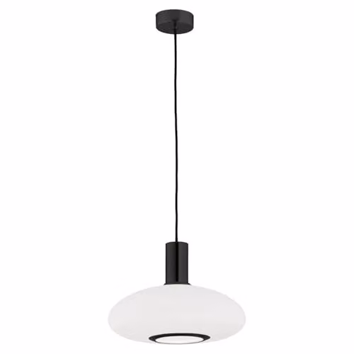 Argon Sagunto Plus 30cm Dome Pendant Ceiling Light with Black Structure and Opal Matt Glass – 1