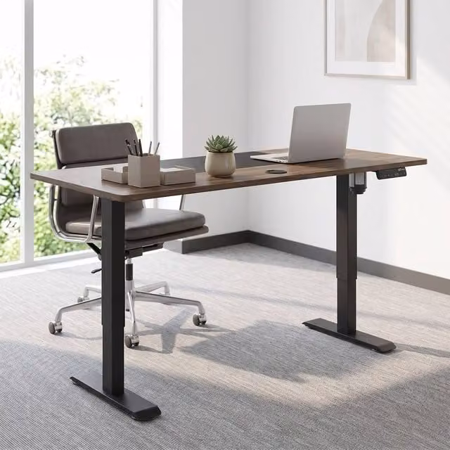 STILVORA Electric Motorised Height Adjustable Standing Desk with LED Display, Black – 1