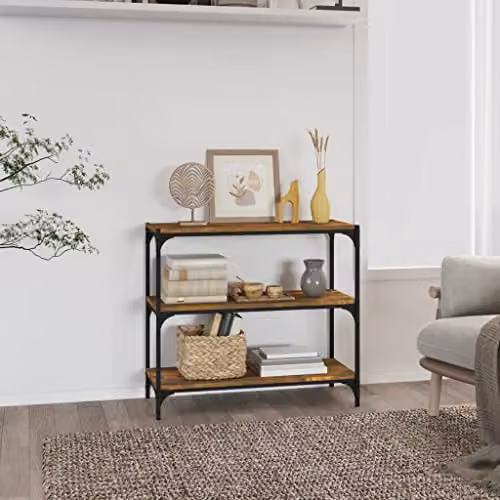 vidaXL Revera Industrial Book Cabinet, Brown, W/D/H: 80 x 33 x 70.5 cm – 2